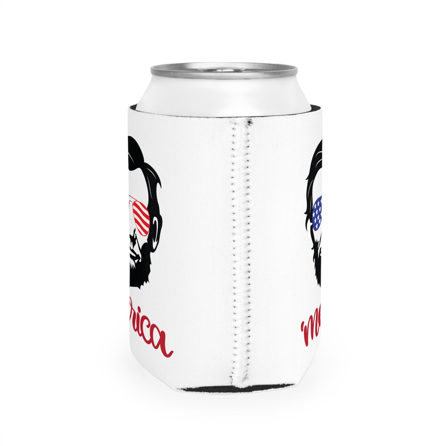 'Merica Abe Can Cooler Sleeve (Two-Sided Image)