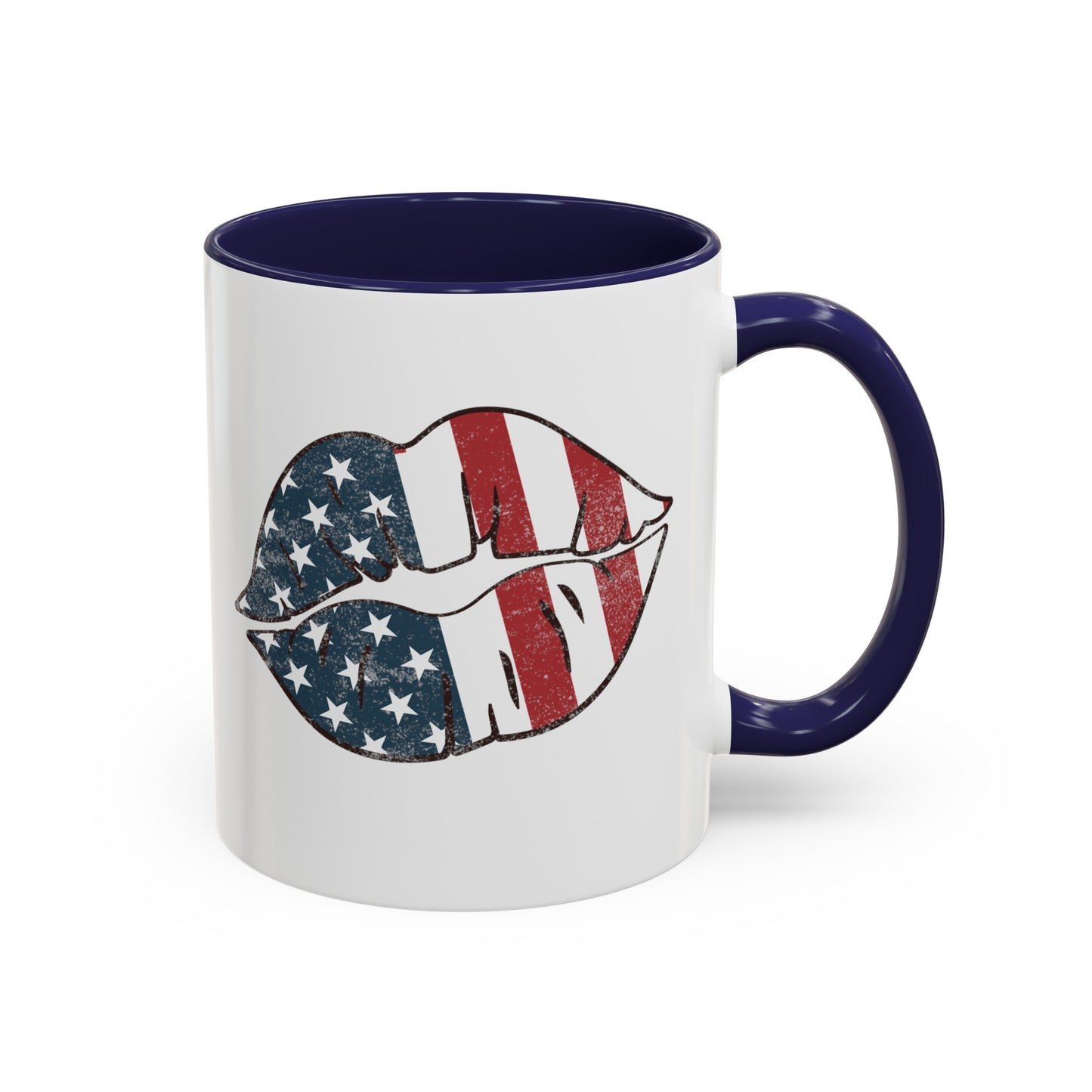 Kiss Me America  (Two-Sided Image) Accent Coffee Mug (11, 15oz)