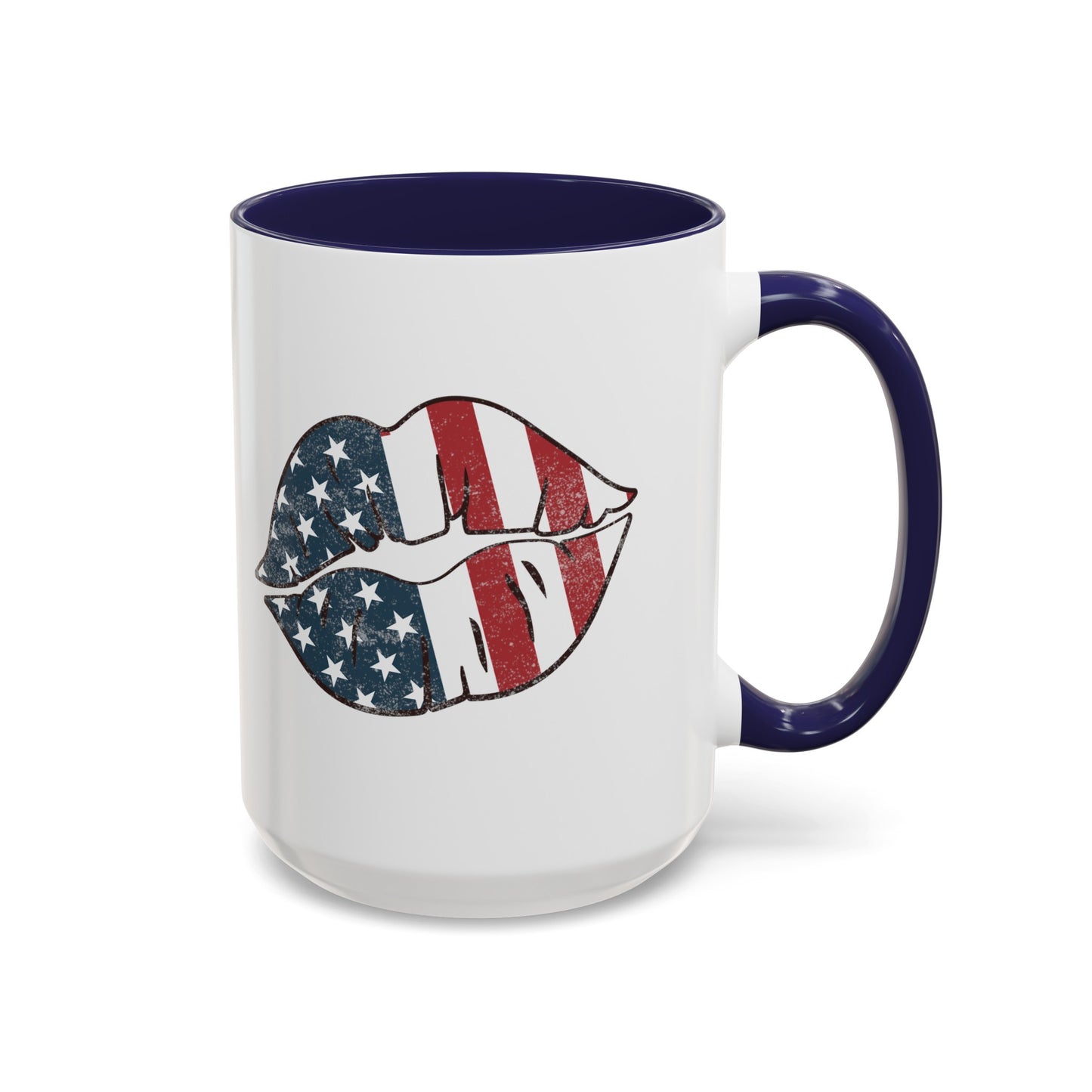 Kiss Me America  (Two-Sided Image) Accent Coffee Mug (11, 15oz)