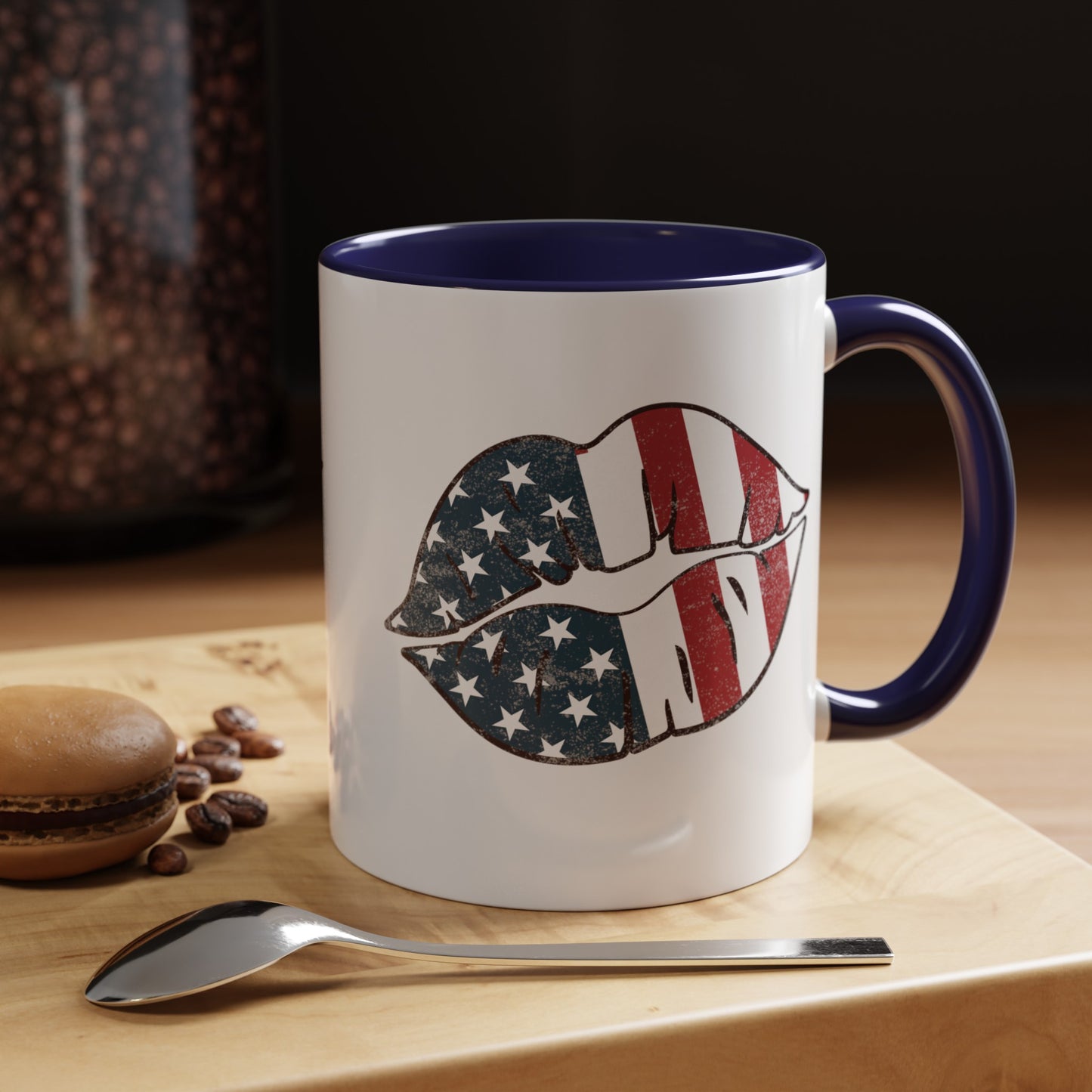 Kiss Me America  (Two-Sided Image) Accent Coffee Mug (11, 15oz)