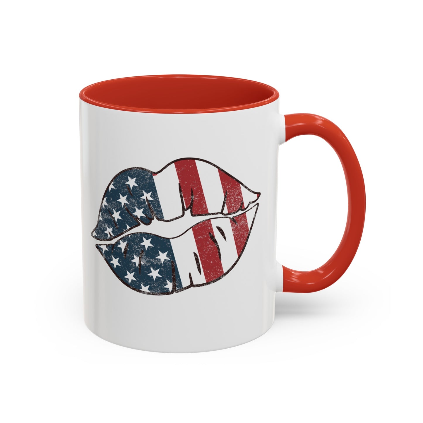 Kiss Me America  (Two-Sided Image) Accent Coffee Mug (11, 15oz)