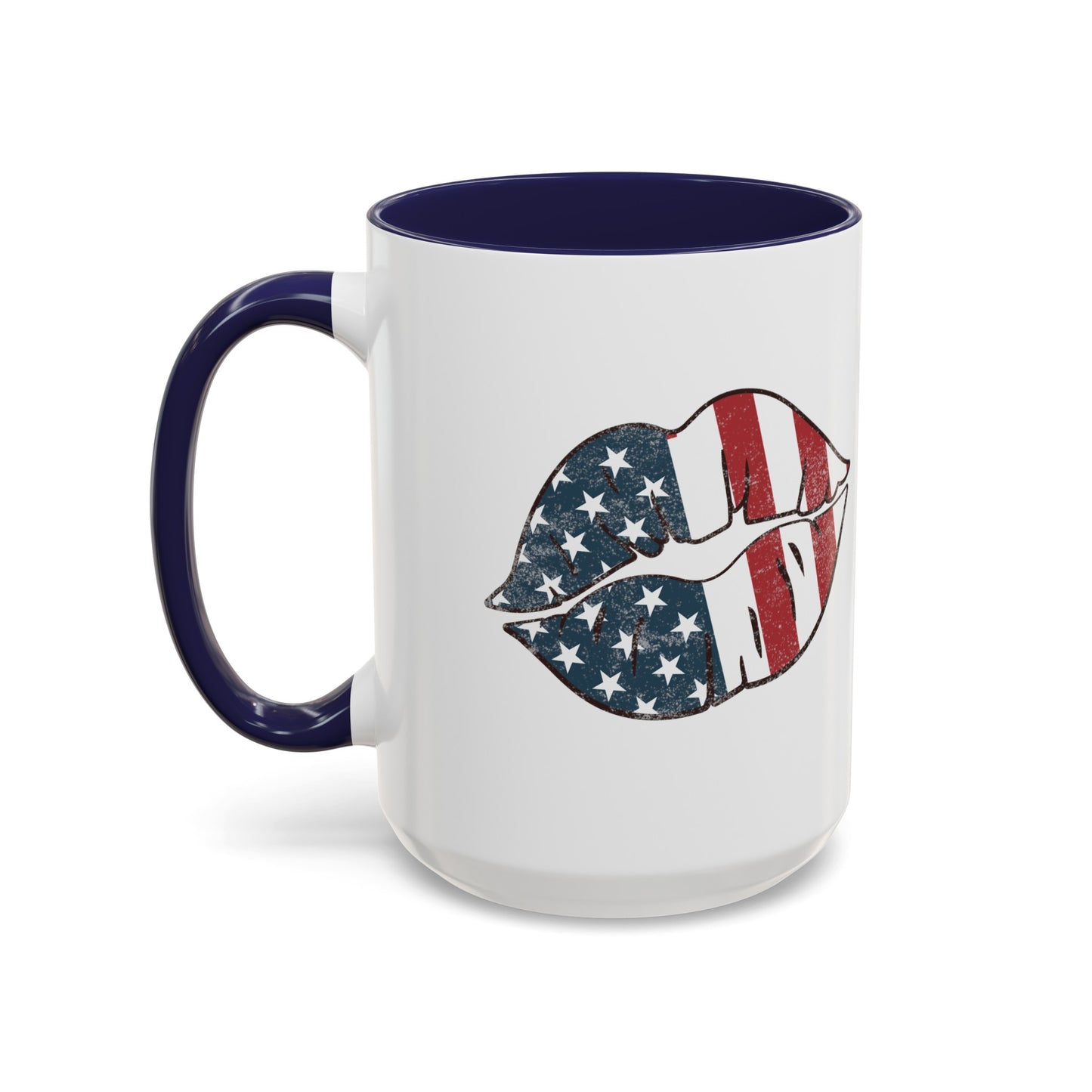 Kiss Me America  (Two-Sided Image) Accent Coffee Mug (11, 15oz)