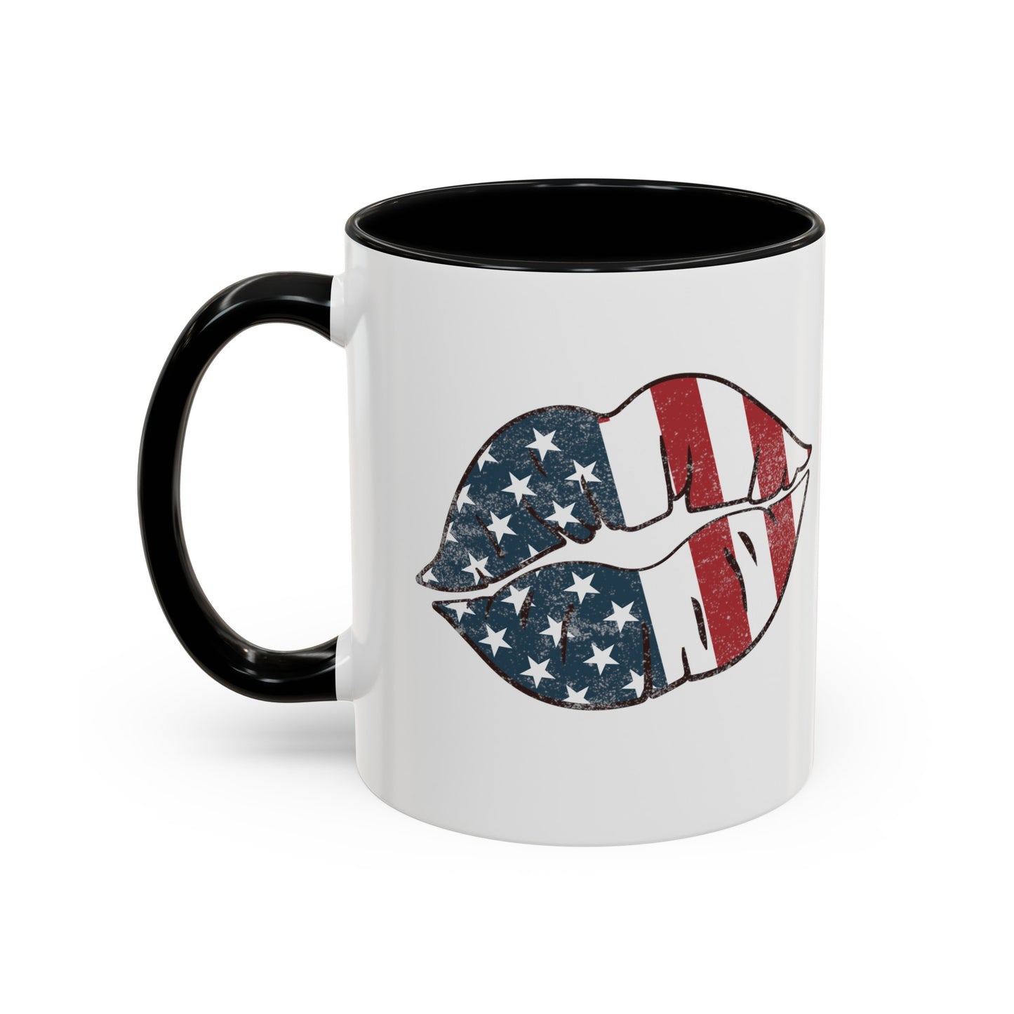 Kiss Me America  (Two-Sided Image) Accent Coffee Mug (11, 15oz)