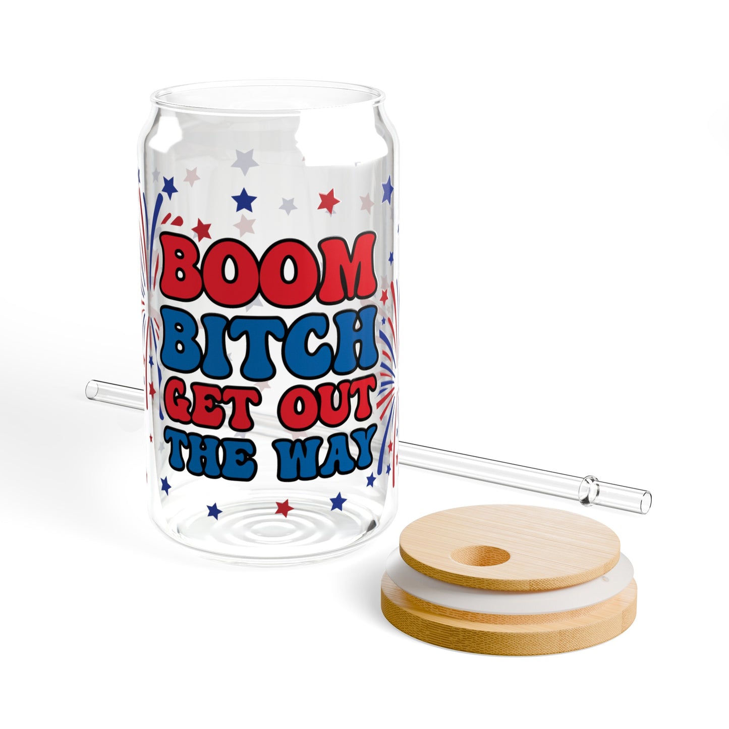 Boom B*tch Glass Can, 16oz (With or Without Lid)