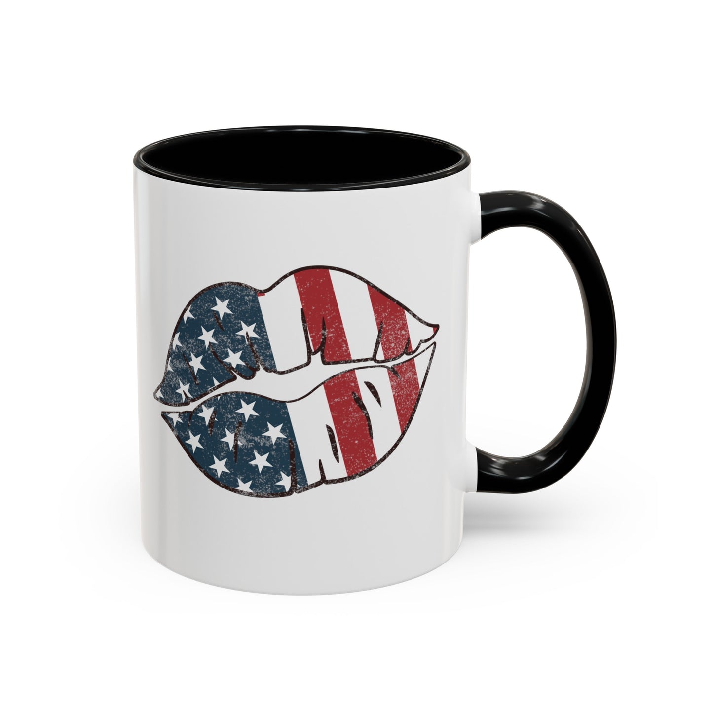 Kiss Me America  (Two-Sided Image) Accent Coffee Mug (11, 15oz)