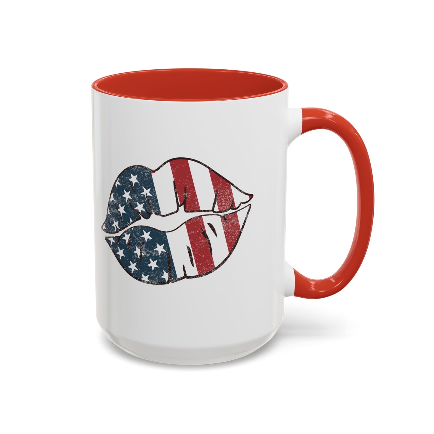 Kiss Me America  (Two-Sided Image) Accent Coffee Mug (11, 15oz)