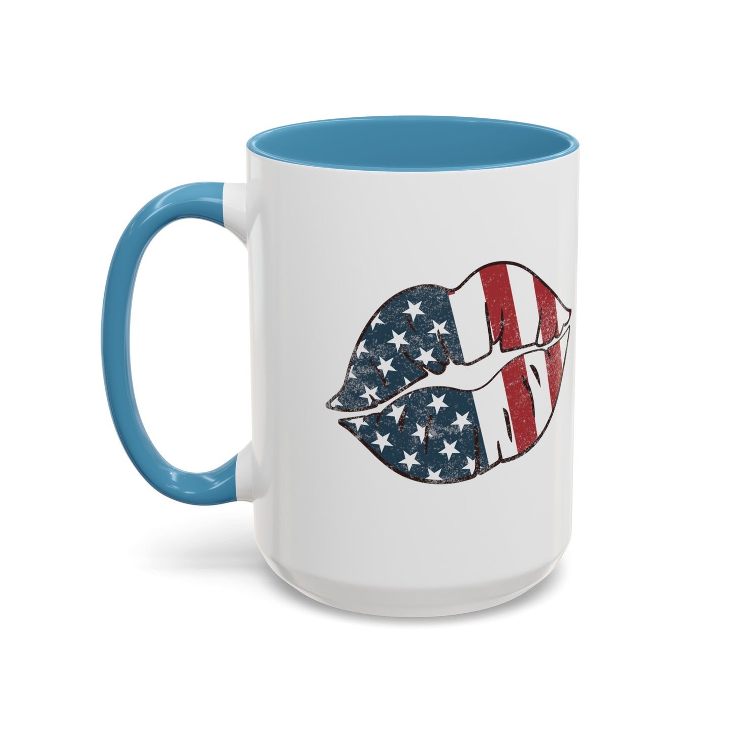 Kiss Me America  (Two-Sided Image) Accent Coffee Mug (11, 15oz)