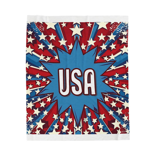 USA Velveteen Plush Blanket-USA