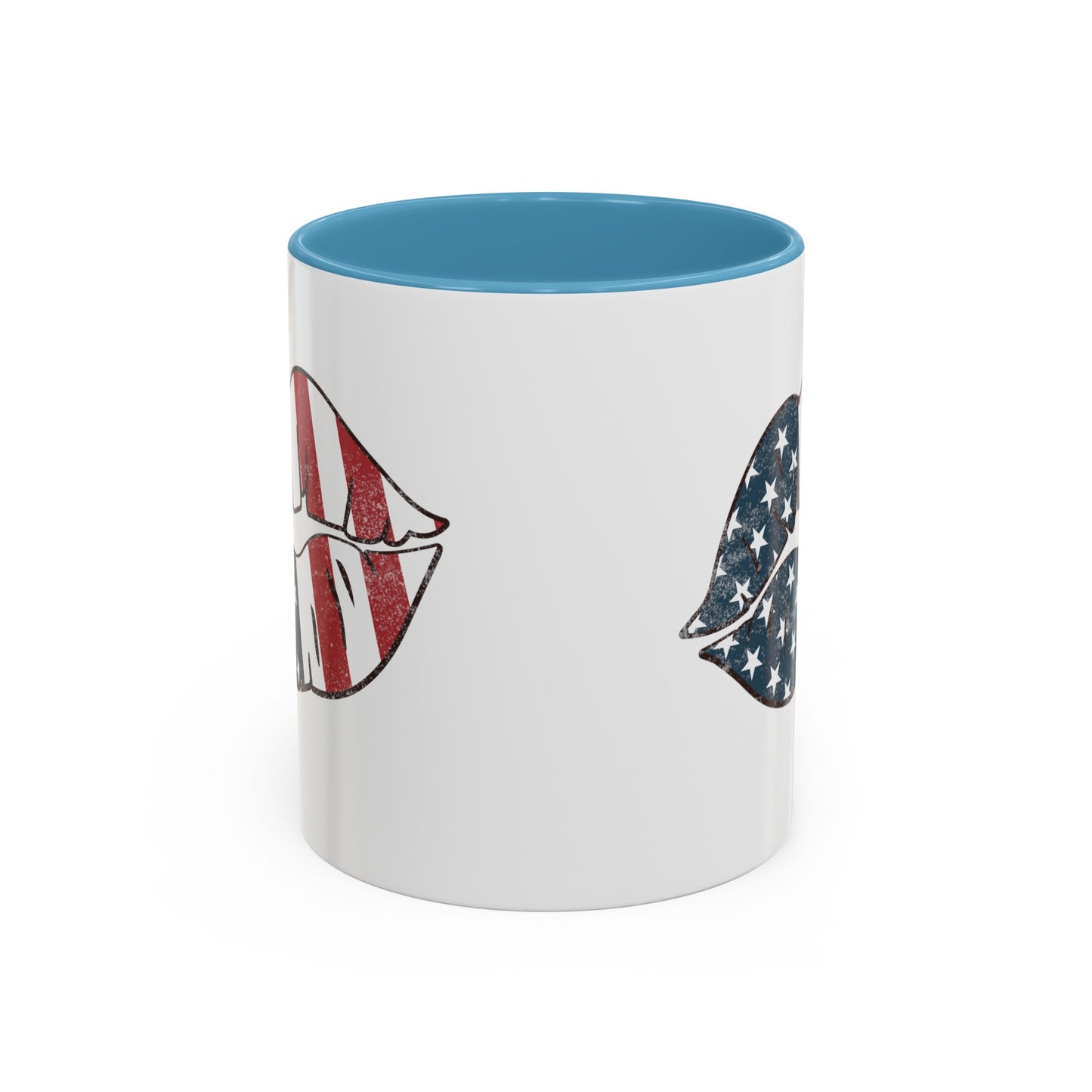 Kiss Me America  (Two-Sided Image) Accent Coffee Mug (11, 15oz)