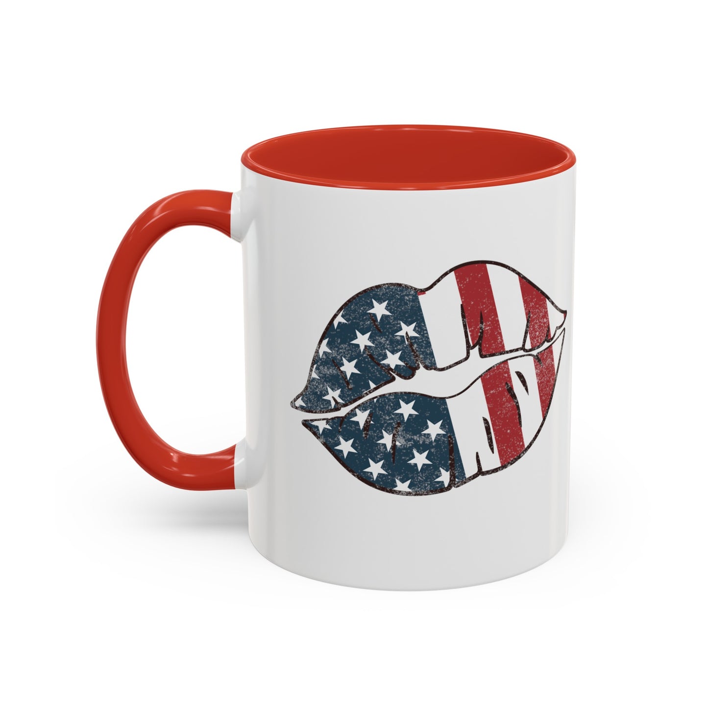 Kiss Me America  (Two-Sided Image) Accent Coffee Mug (11, 15oz)