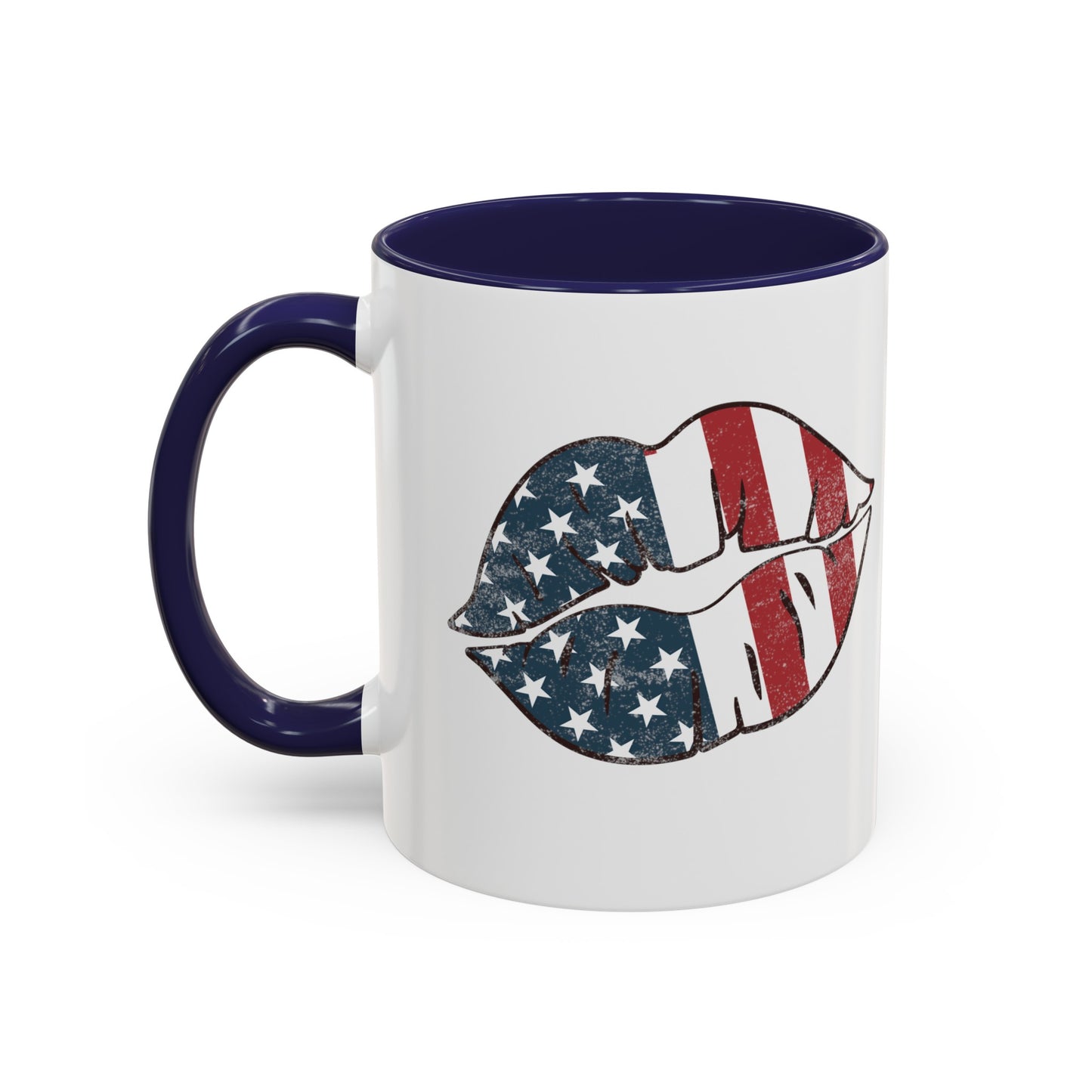 Kiss Me America  (Two-Sided Image) Accent Coffee Mug (11, 15oz)