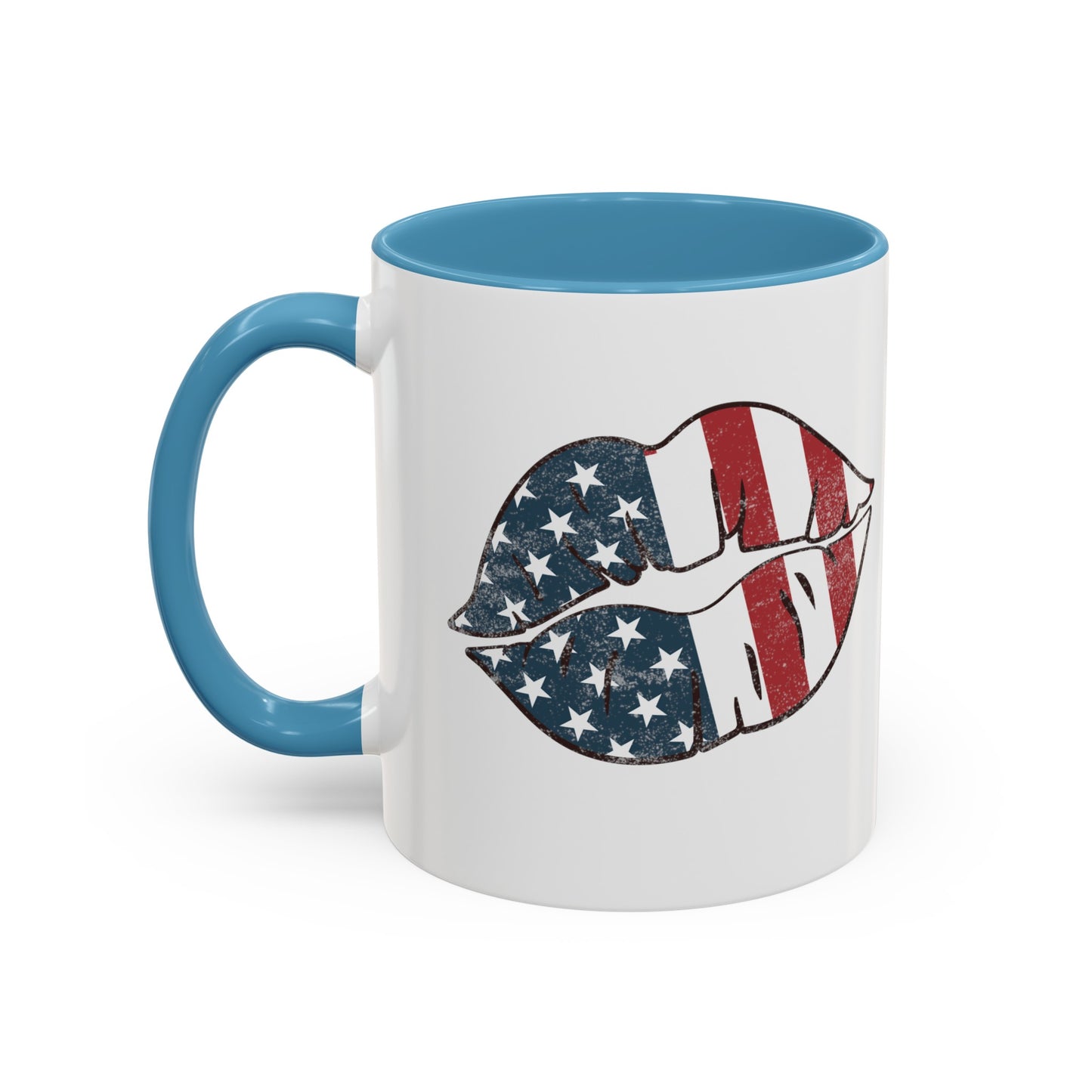 Kiss Me America  (Two-Sided Image) Accent Coffee Mug (11, 15oz)