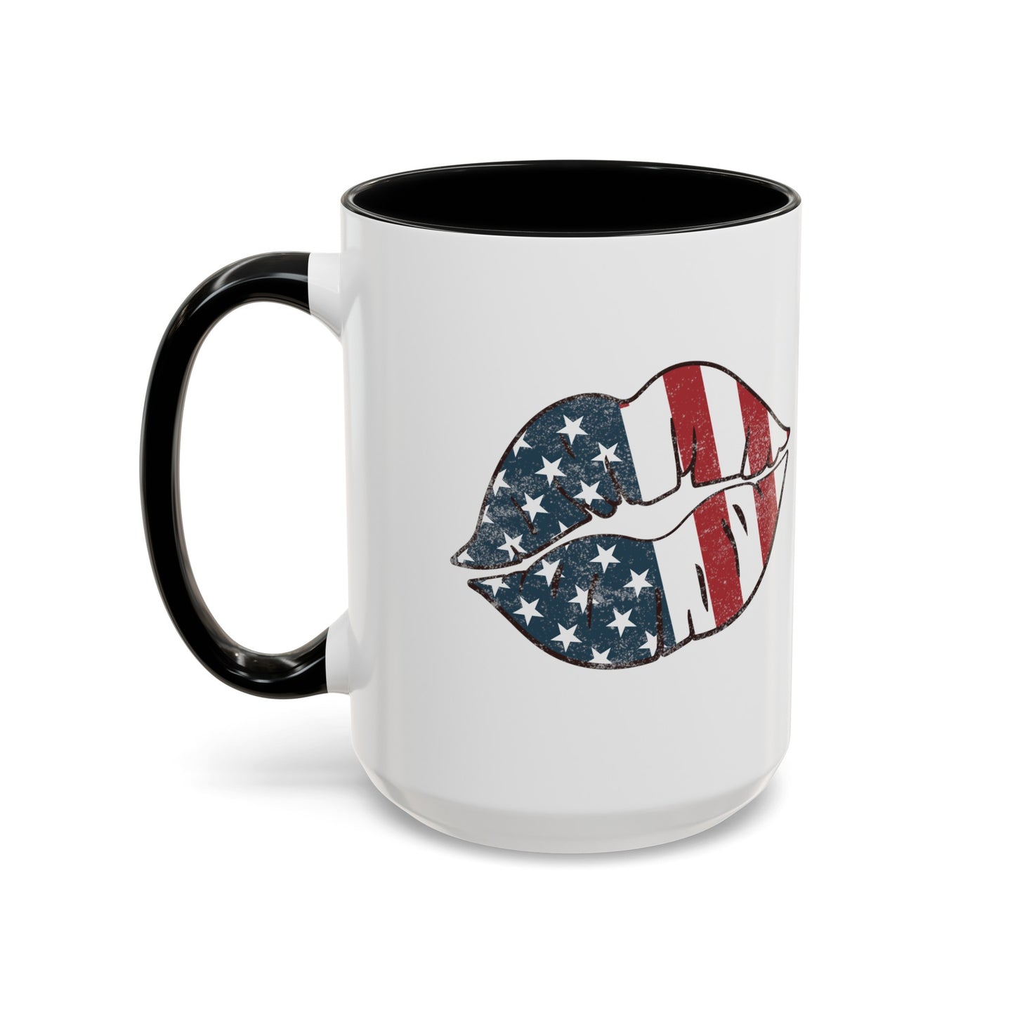 Kiss Me America  (Two-Sided Image) Accent Coffee Mug (11, 15oz)