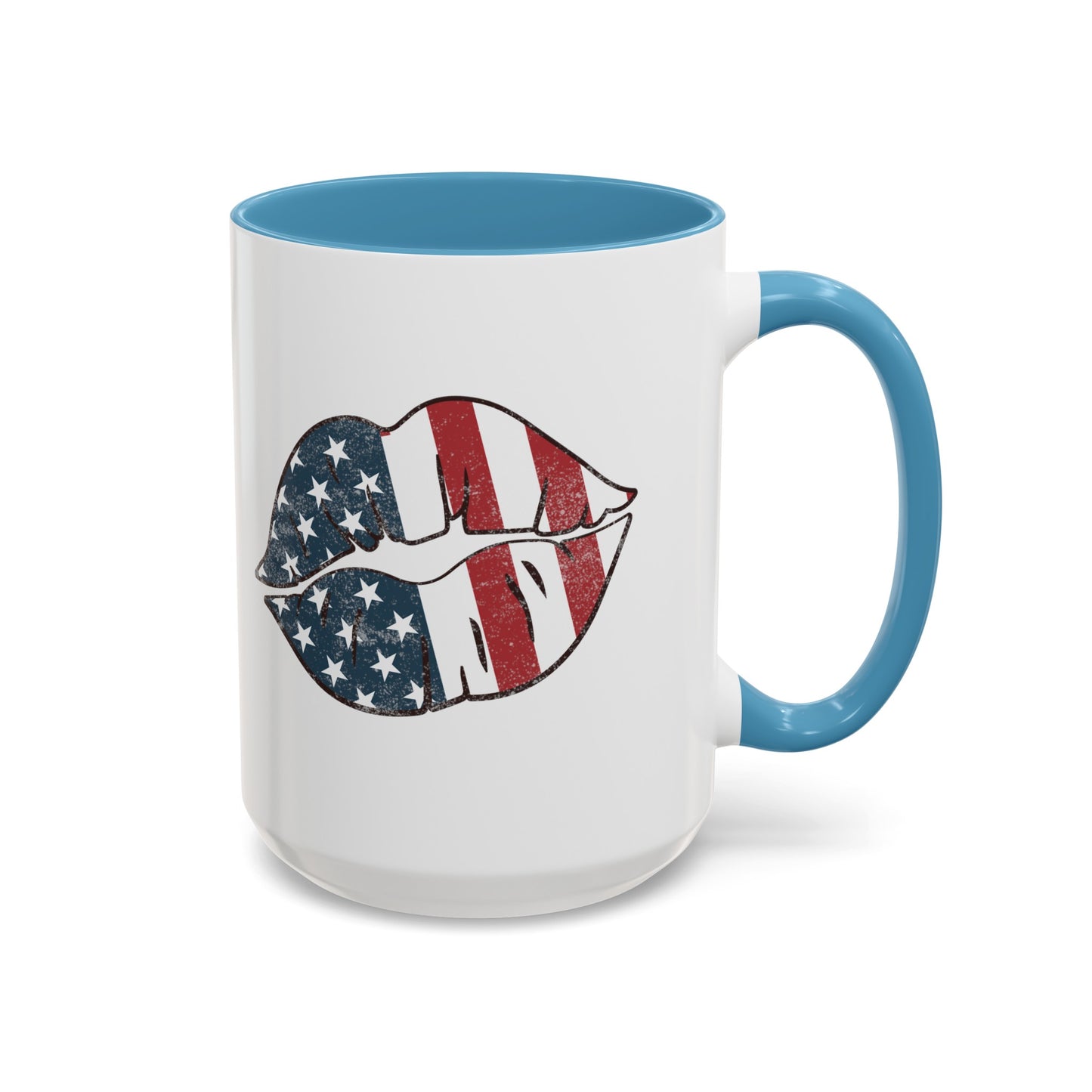 Kiss Me America  (Two-Sided Image) Accent Coffee Mug (11, 15oz)