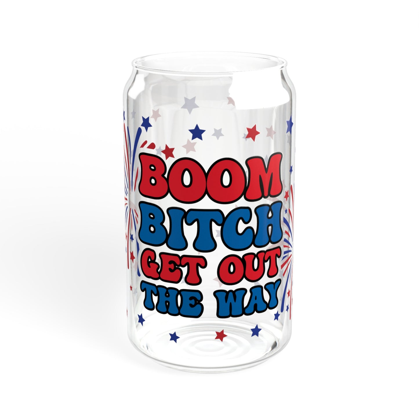 Boom B*tch Glass Can, 16oz (With or Without Lid)