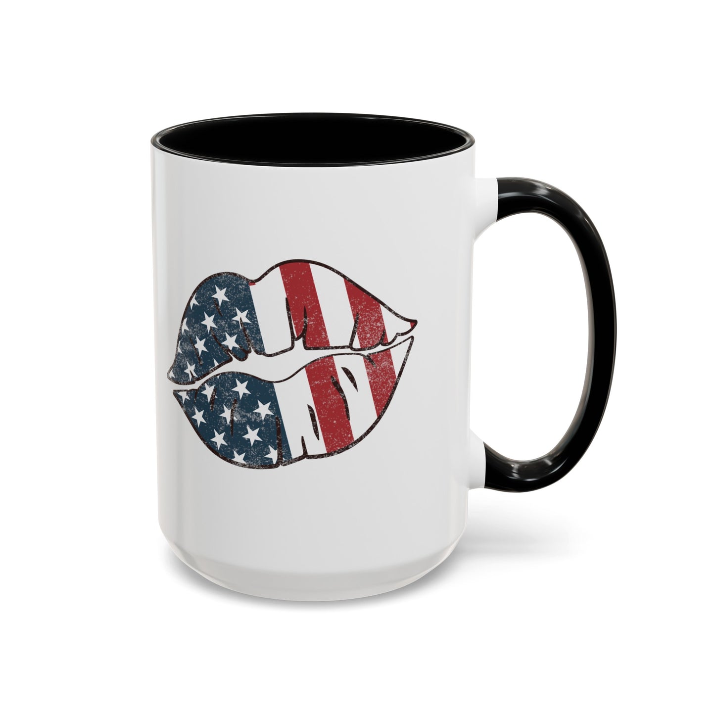 Kiss Me America  (Two-Sided Image) Accent Coffee Mug (11, 15oz)