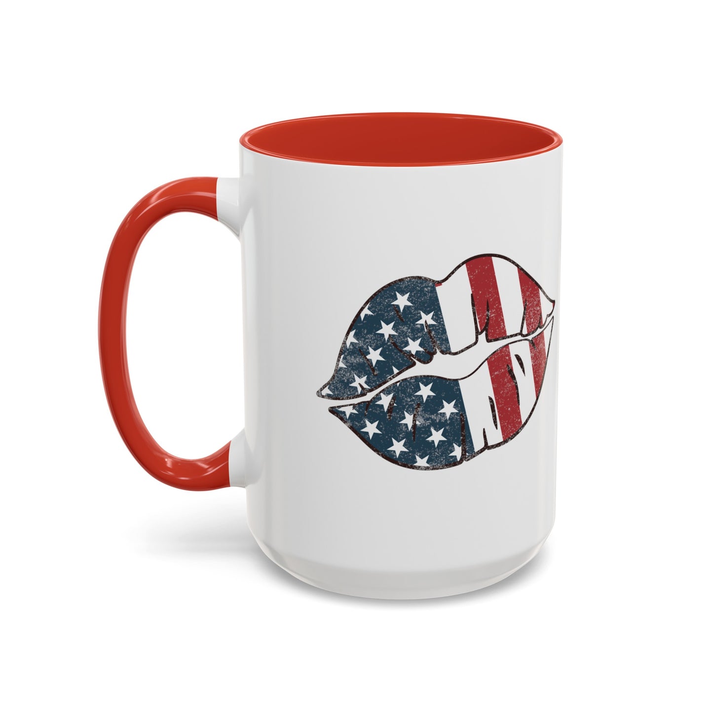 Kiss Me America  (Two-Sided Image) Accent Coffee Mug (11, 15oz)