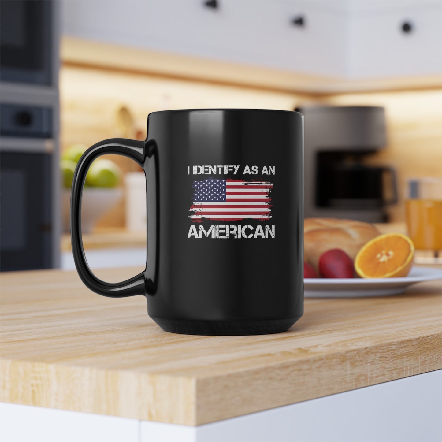 I Identify As American, Black, (Two-Sided Image Mug (11oz, 15oz)