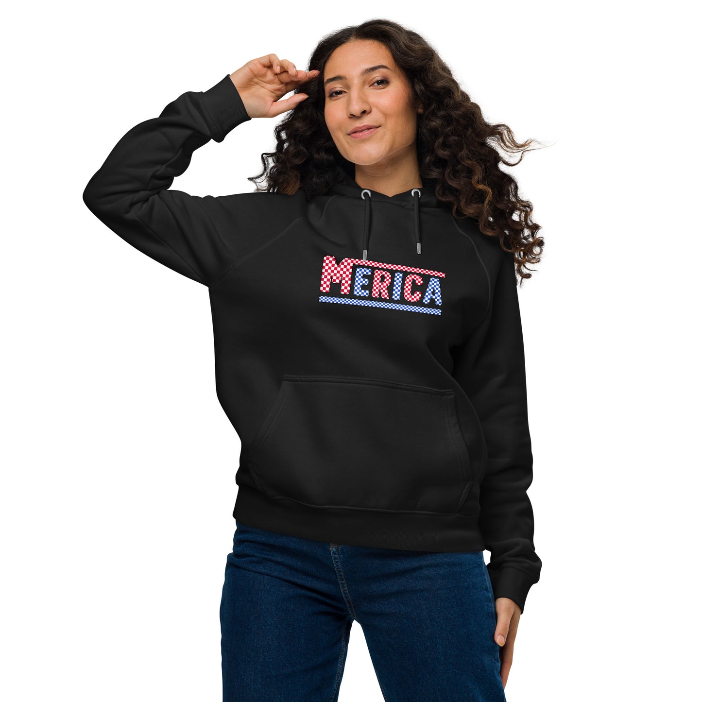 Checkered 'Merica Unisex Ecoo Raglan hoodie