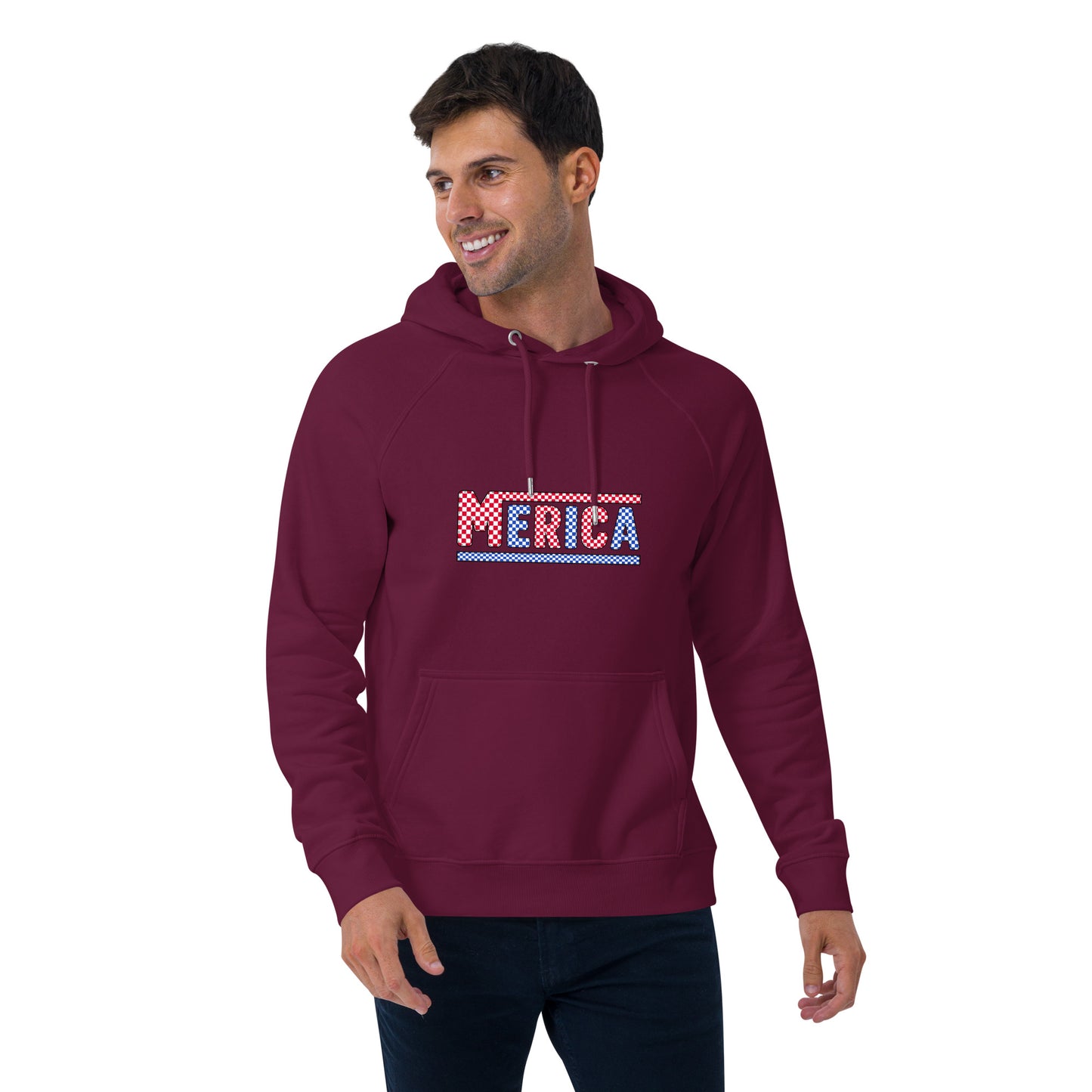 Checkered 'Merica Unisex Ecoo Raglan hoodie