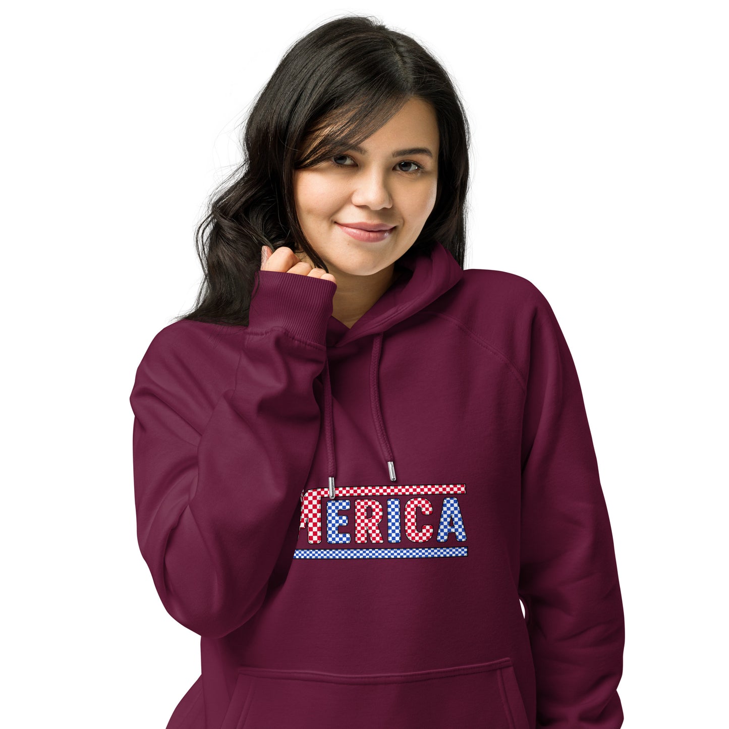 Checkered 'Merica Unisex Ecoo Raglan hoodie