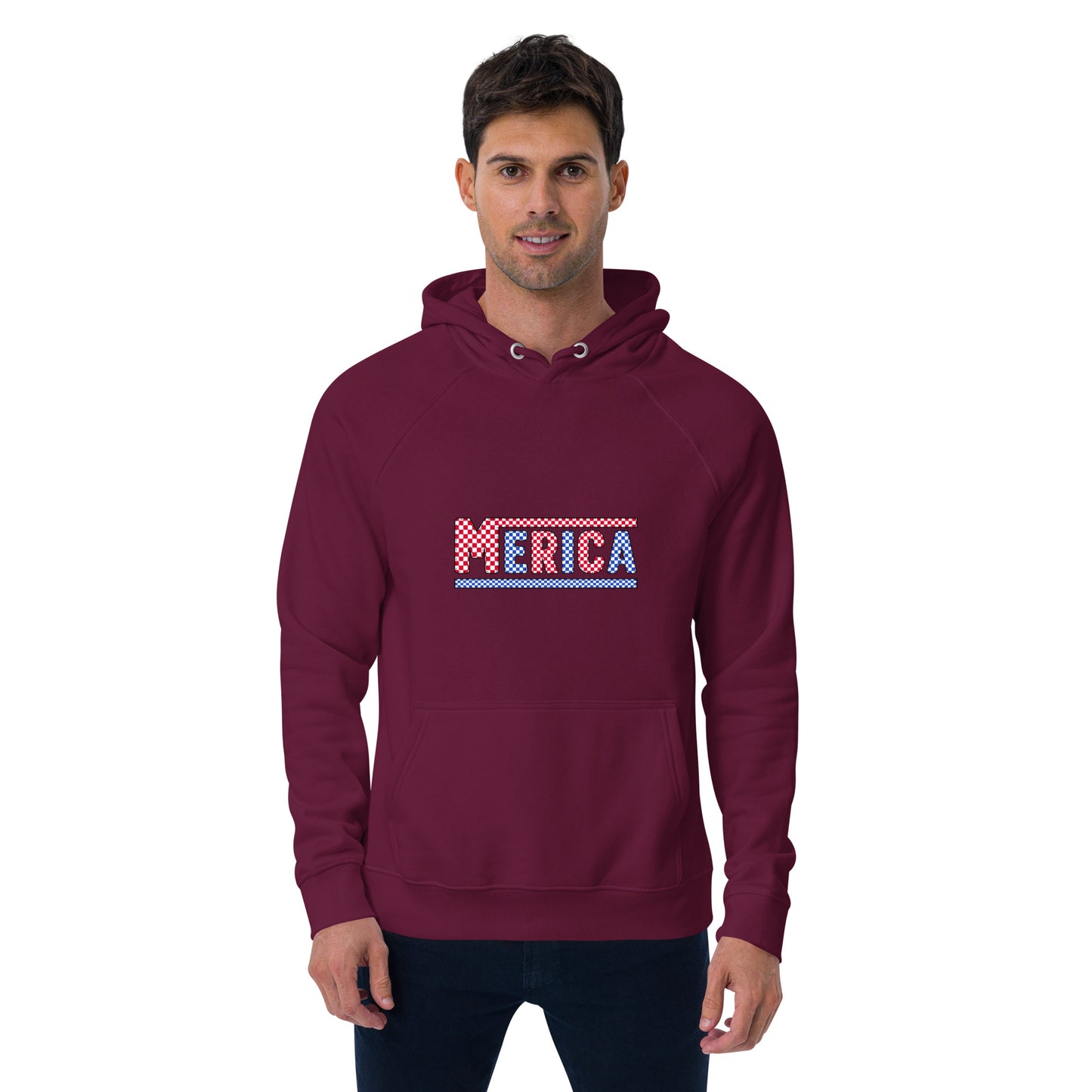 Checkered 'Merica Unisex Ecoo Raglan hoodie