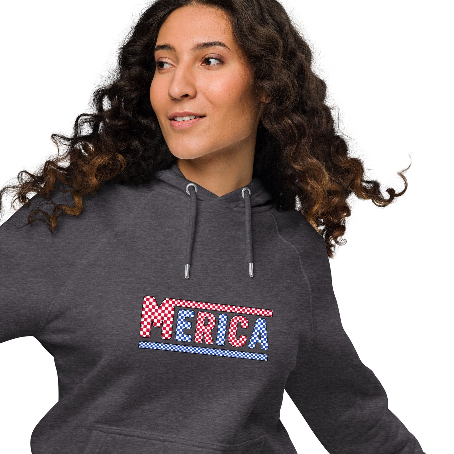 Checkered 'Merica Unisex Ecoo Raglan hoodie