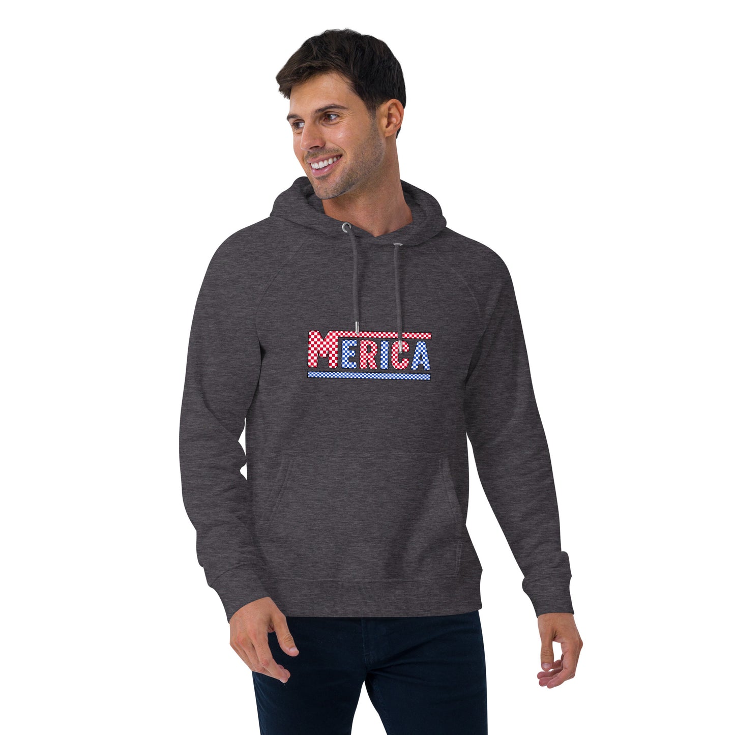 Checkered 'Merica Unisex Ecoo Raglan hoodie