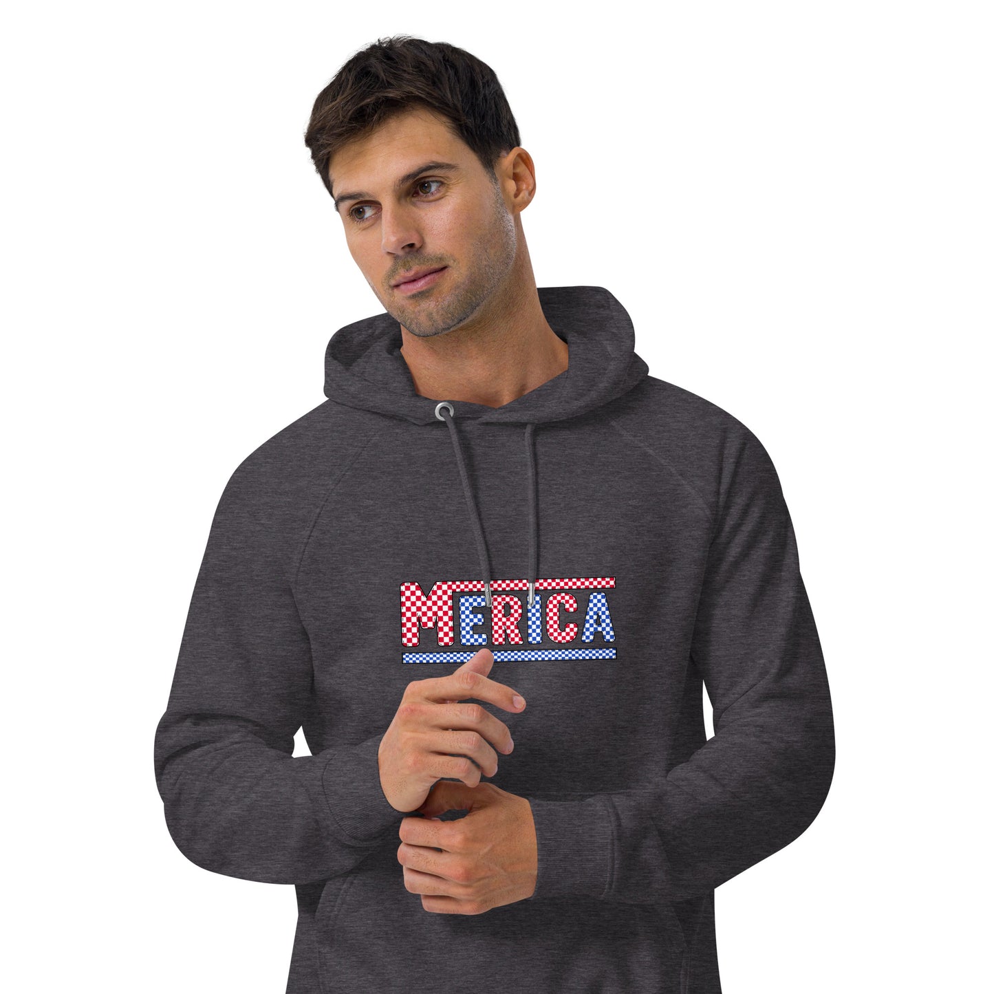 Checkered 'Merica Unisex Ecoo Raglan hoodie