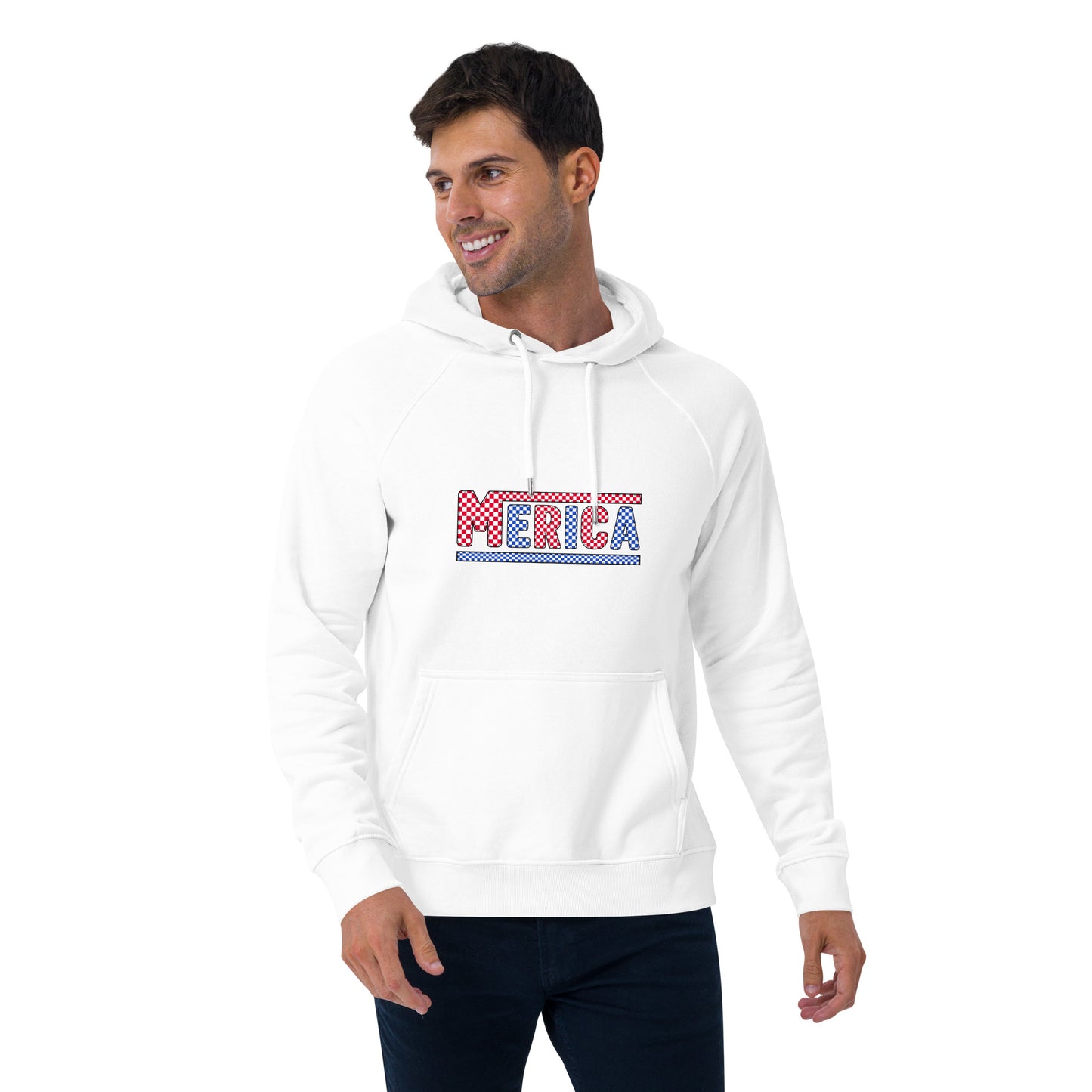 Checkered 'Merica Unisex Ecoo Raglan hoodie