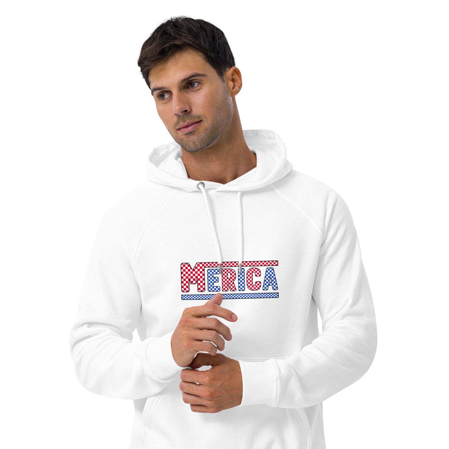 Checkered 'Merica Unisex Ecoo Raglan hoodie