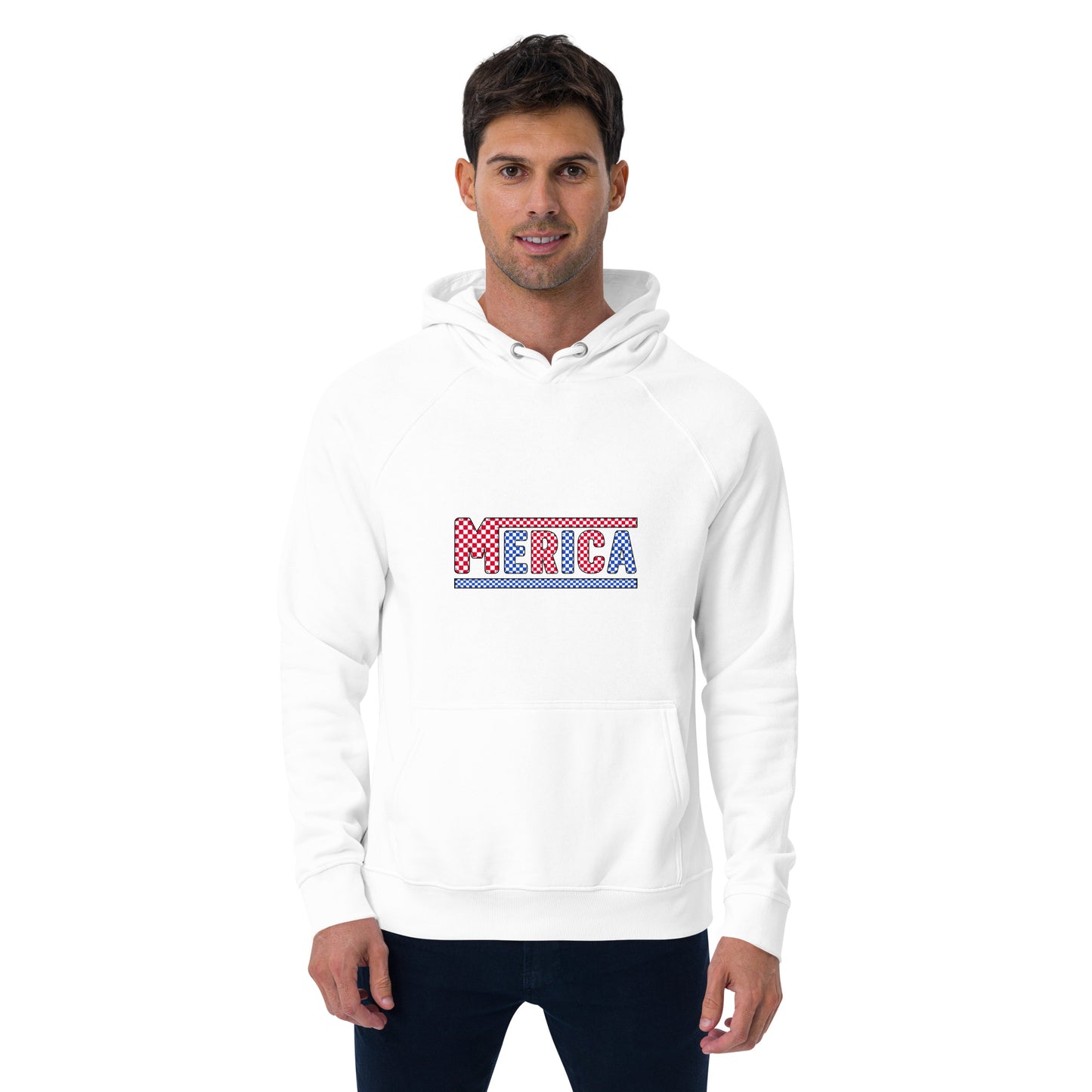 Checkered 'Merica Unisex Ecoo Raglan hoodie