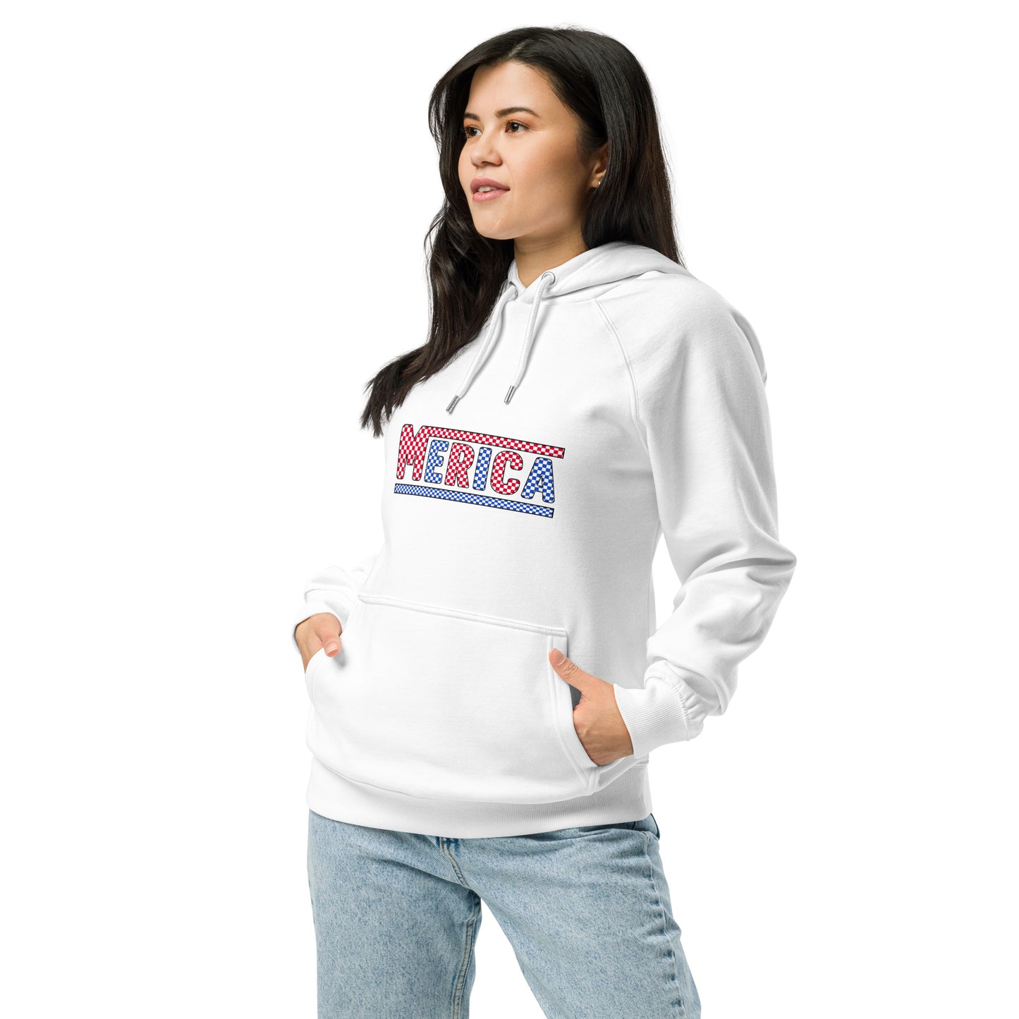 Checkered 'Merica Unisex Ecoo Raglan hoodie