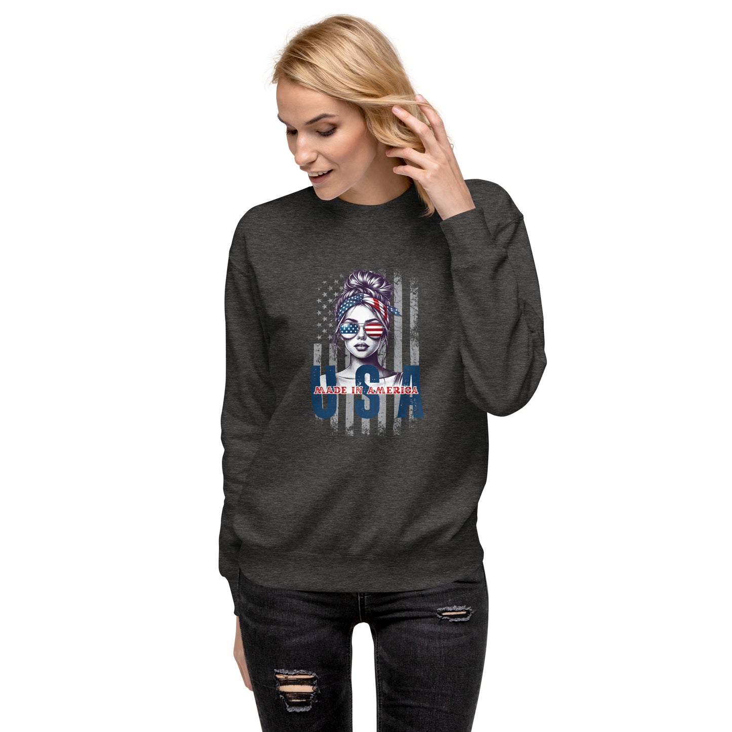 Messy Bun USA Unisex Premium Sweatshirt